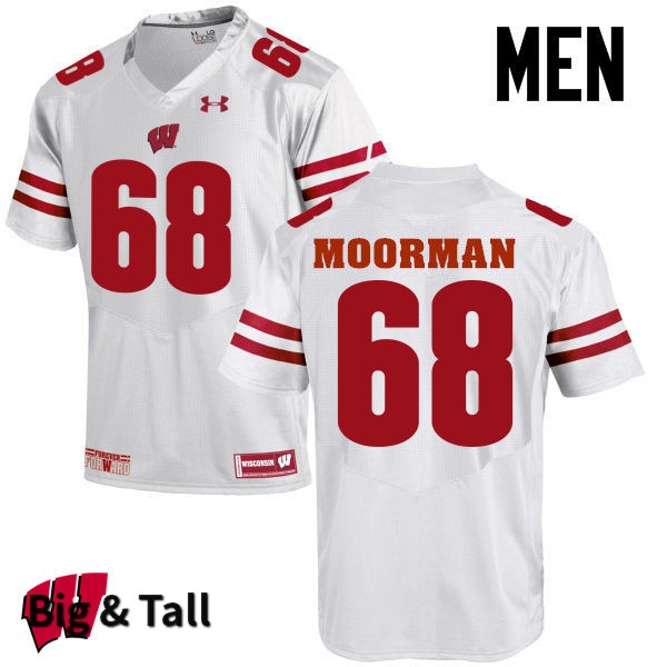 Wisconsin Badgers Men's #68 David Moorman NCAA Under Armour Authentic White Big & Tall College Stitched Football Jersey WR40V84ZP